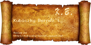Kubiczky Bernát névjegykártya